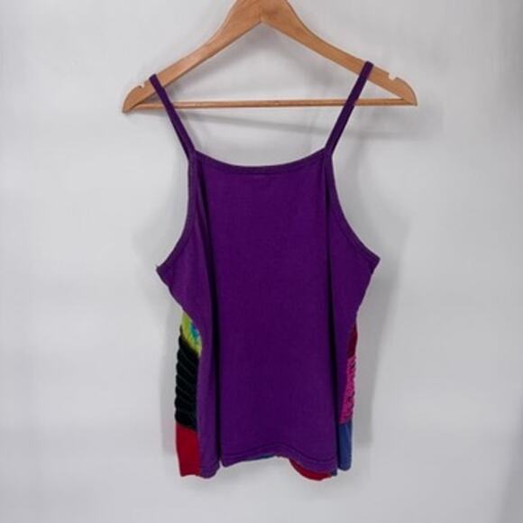 Vintage Y2K‎ Ocean Queen Patchwork Hippie Festival Top Womens XL Cotton Purple - Picture 6 of 8